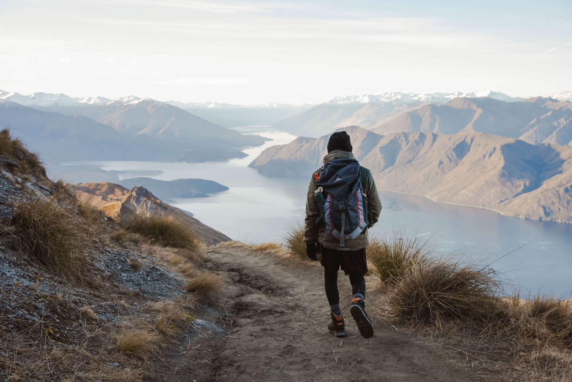 Hiker on top of Roys peak