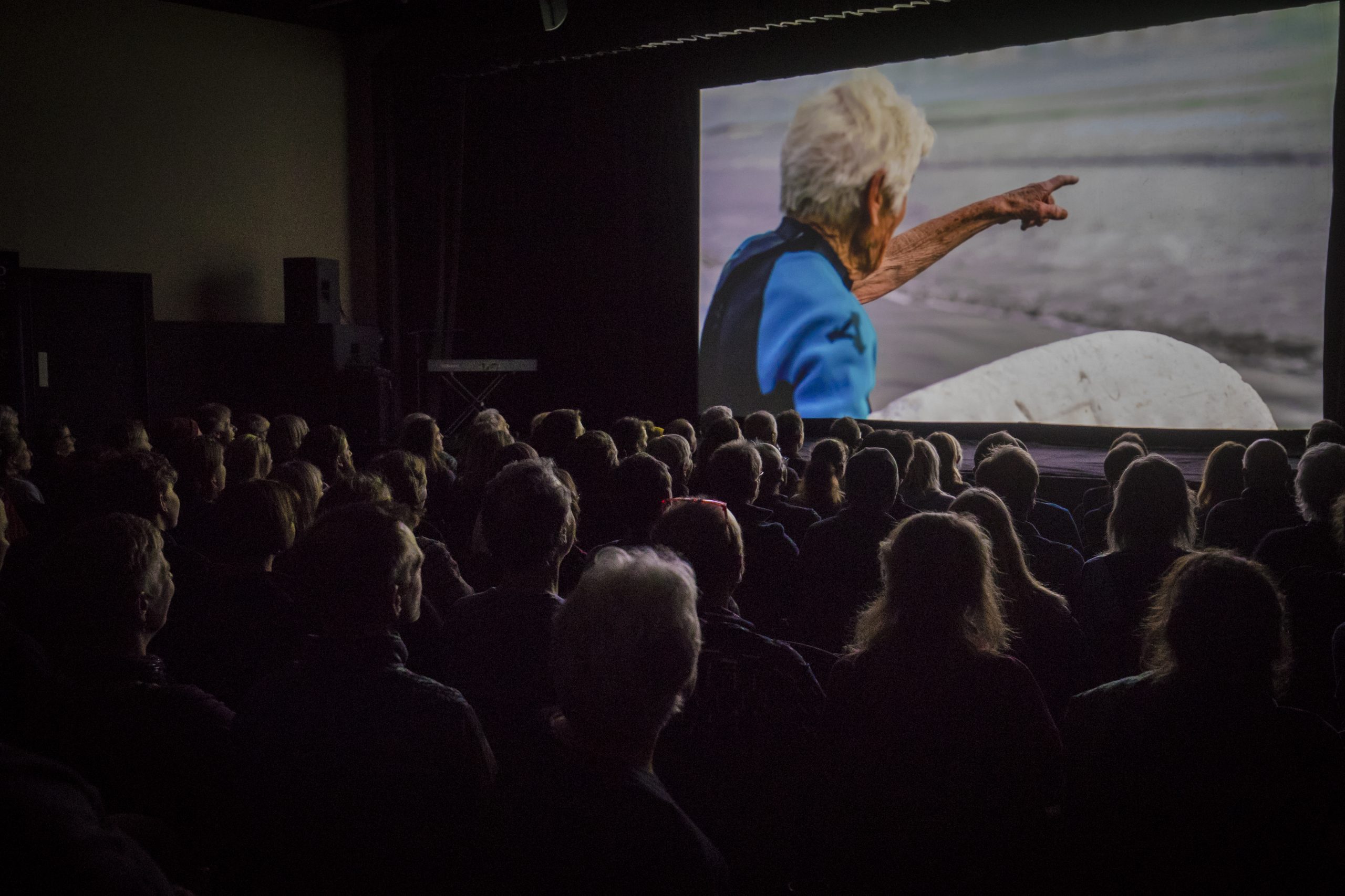 Audience sitting and watching a film